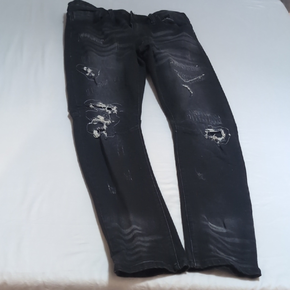 Rue21 Men's Black Distressed Skinny Jeans